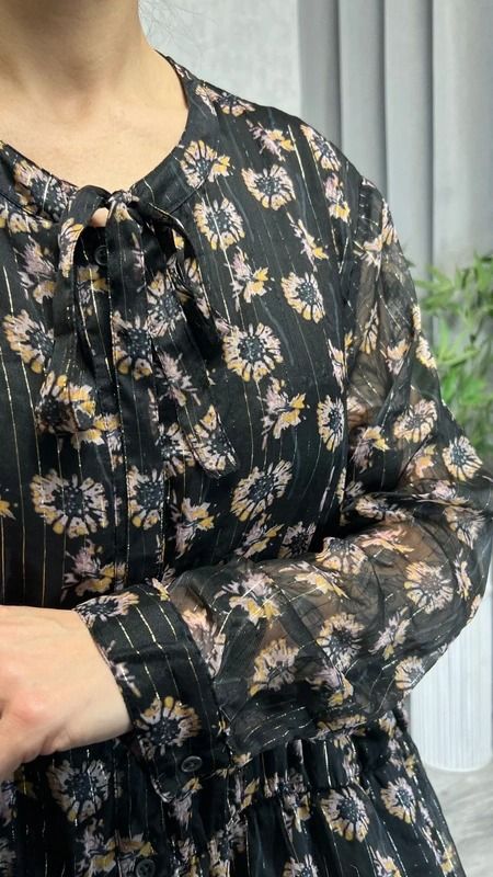 Szyfonowa sukienka w kwiaty z gumką w talii czarna women dress rozmiar 48 50 plus size 3